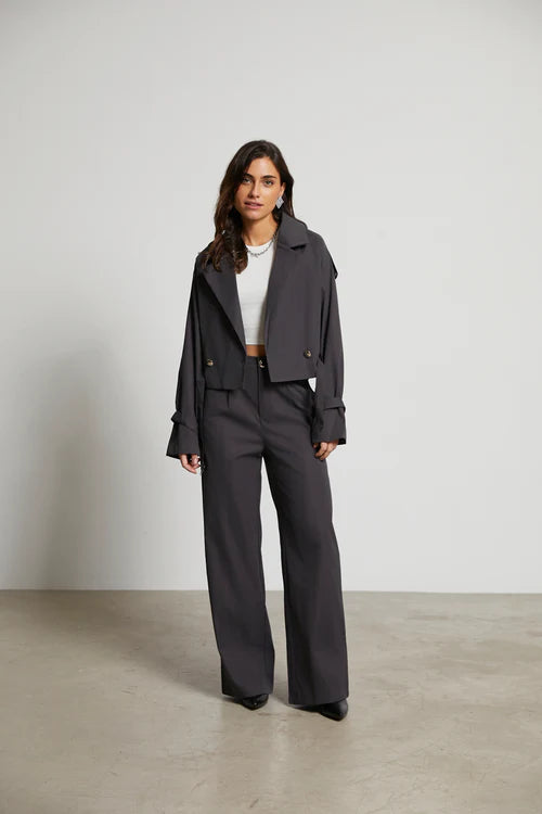 Conjunto Adele (Trench Adele gris y Pantalon Kamari Gris)