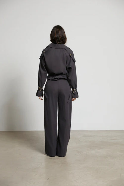 Conjunto Adele (Trench Adele gris y Pantalon Kamari Gris)